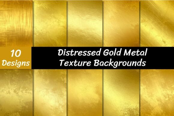 Download Distressed Metallic Gold Textures - Metal Collection