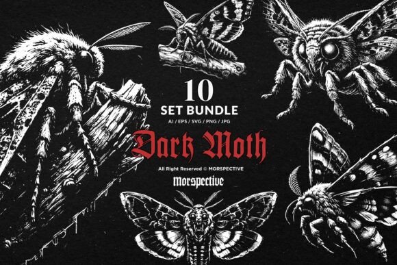 Download 10 Bundle Dark Art Moth Skull Wings - Premium Bundle