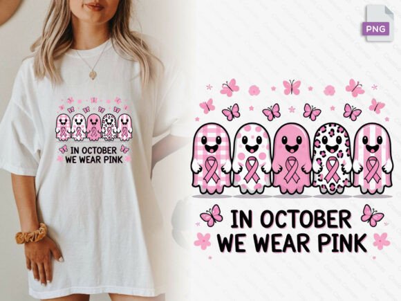 Download Pink Pattern Ghosts October Awareness Png - October Collection