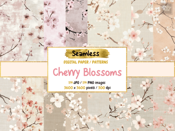 Download Cherry Blossoms Seamless Digital Paper - Blossoms Collection