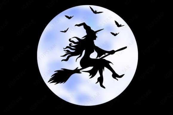 Download Halloween Bats Moon Witch Silhouette - Moon Collection