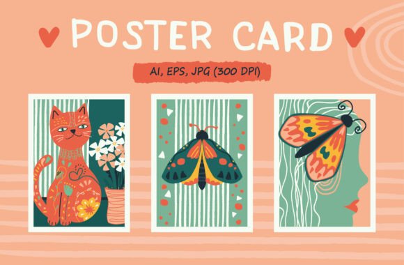 Download Boho Cat &amp; Mystical Moth Wall Art Set - Premium Resources