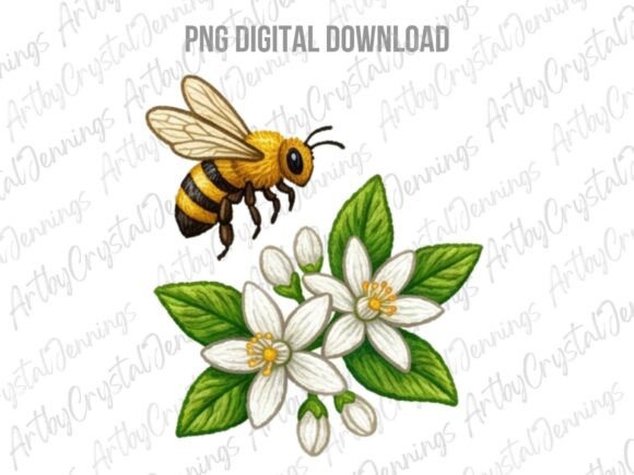 Download Bee and Citrus Blossoms Clipart PNG - Blossoms Collection