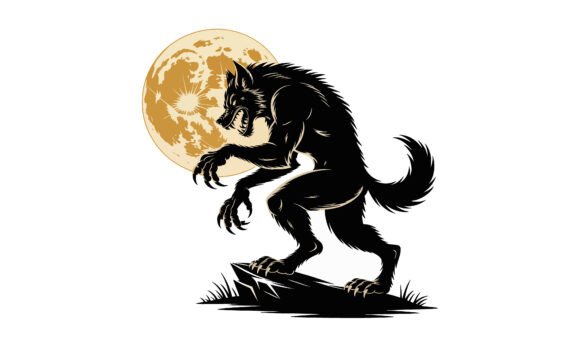 Download Werewolf Silhouette in Moonlight Vector - Moon Collection