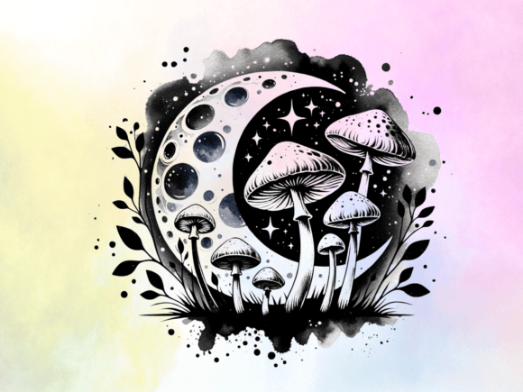 Download Mystical Moon &amp; Magic Mushrooms Graphic - Moon Collection
