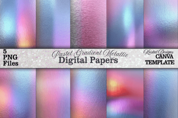 Download Pastel Gradient Metallic Digital Paper - Metal Collection